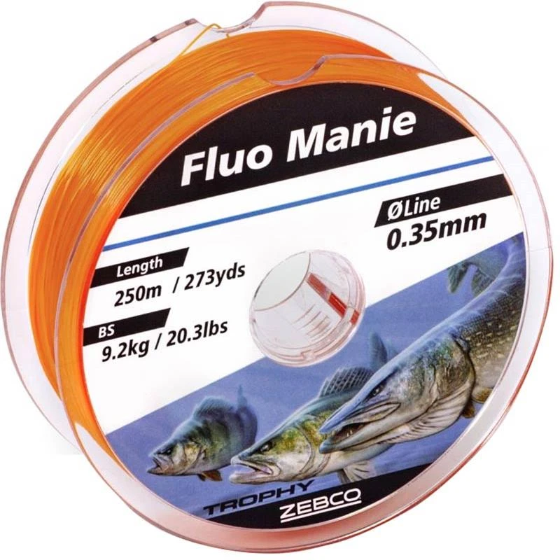 NYLON ZEBCO TROPHY FLUO MANIE 1 NYLON ZEBCO TROPHY FLUO MANIE