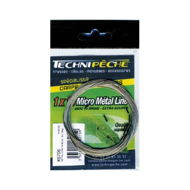 TRESSE A BAS DE LIGNE MICRO CABLE TECHNIPÊCHE METAL LINE 1 TRESSE A BAS DE LIGNE MICRO CABLE TECHNIPÊCHE METAL LINE