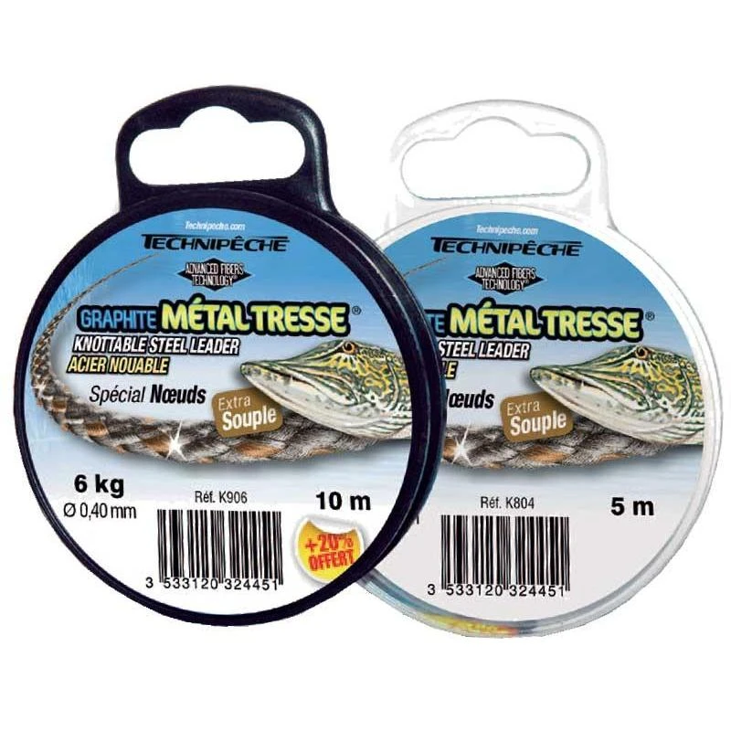 TRESSE A BAS DE LIGNE SPECIALE INERTE TECHNIPÊCHE GRAPHITE METAL 1 TRESSE A BAS DE LIGNE SPECIALE INERTE TECHNIPÊCHE GRAPHITE METAL